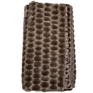 Pier 1 Bubble Faux Fur Brown Blanket Textured Soft Marshmallow Decorative Throw